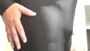 Spanking and touching on my black spandex