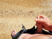 OMG STRANGER CUM IN MY PANTIES ON THE BEACH