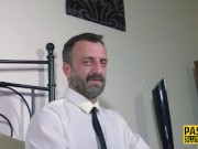 Mouth fucked plump busty sub gets banged 1/16