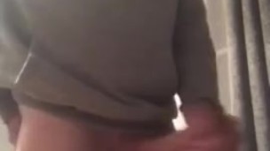 Wanking at my office desk while wife in bed next door. Big dick married straight guy jerking and cum