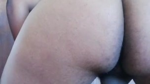 Horny thick ebony shemale slut shaking her cock hungry ass! 
