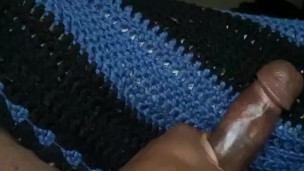Massaging big black dick