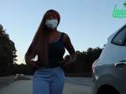 Ebony Gets Caught By Police Fucking Her Pussy With A Cucumber On the Highway 5/16