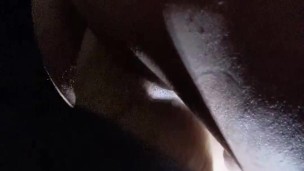 Closeup Exercise Anal Pounding with 12 inch dildo
