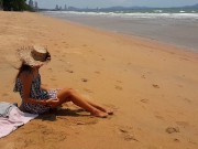 Up Dress NO PANTIES at Public Beach # Public Flashing