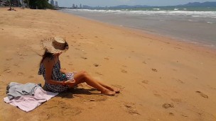 Up Dress NO PANTIES at Public Beach # Public Flashing