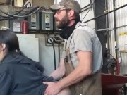 Petite MILF MANIA! Sex at work, too busy to fuck at home? Real amateur couple has quickie creampie