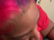 Pink hair girl gagging on BBC 1/16