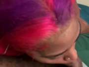 Pink hair girl gagging on BBC 2/16