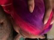 Pink hair girl gagging on BBC 4/16