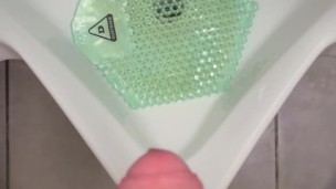 SOFT UNCUT COCK PISSING IN URINAL