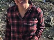 tattooed girl gives blowjob at beach  2/16