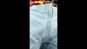 Twink farts on public bench in jeans - fart compilation