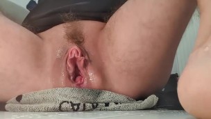 teen ftm Jamie ♡ jerking my huge clit while pissing a LOT :3