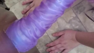 Tit play dildo blowjob