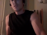 muscular guy's eyes roll back when he cums 1/16