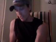 muscular guy's eyes roll back when he cums 12/16