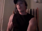 muscular guy's eyes roll back when he cums 3/16