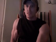 muscular guy's eyes roll back when he cums 4/16