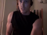 muscular guy's eyes roll back when he cums 5/16