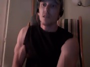 muscular guy's eyes roll back when he cums 6/16