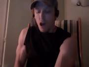 muscular guy's eyes roll back when he cums 7/16