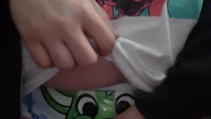 Naughty boy Rubbing and showing Very Wet Diaper 