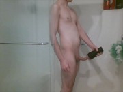 Young Stud Pleases Himself With Fleshlight And Moans In The Shower