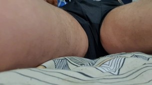 BIG COCK IN CALVIN KLEIN BLACK GLOSSY BOXERS (9) DADDY LOVES TO CUM DURING VIDEO CALL WITH HER GIRLF