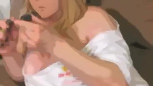 Anime girl smokes weed while fucking herself