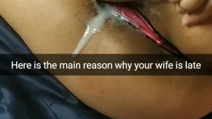 This is the reason your wife was late at work. Dripping creampie from wife pussy [Cuckold.Snapchat]