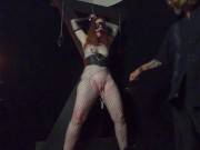 Redhead Milf tied to St. Andrews Cross and brought to orgasm. 9/16