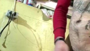 Beermunkie tattooed dirty white boy punk plays with his ass til he explodes cum