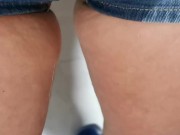 pissing in tight hot pants 