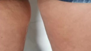 pissing in tight hot pants 