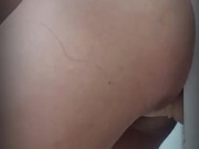 Chubby Pinay suck and fuck dildo in the shower while people are outside! Risky masturbation! 8/16