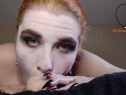 Hot Redhead Goth slut gives sexy eye contact sloppy throatjob ~ TheGoddessOfLust 7/16