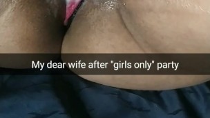 My lovely wife return from "girls only" party with pussy stuffed with someone multiple cum!