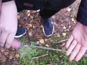 Girlfriend enjoying holding my cock while I pee - playing with her hand in my warm piss 12/16