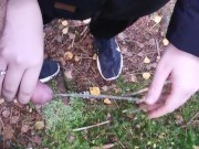 Girlfriend enjoying holding my cock while I pee - playing with her hand in my warm piss 14/16