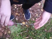 Girlfriend enjoying holding my cock while I pee - playing with her hand in my warm piss 15/16