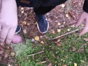 Girlfriend enjoying holding my cock while I pee - playing with her hand in my warm piss 16/16