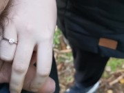 Girlfriend enjoying holding my cock while I pee - playing with her hand in my warm piss 5/16