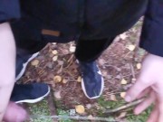 Girlfriend enjoying holding my cock while I pee - playing with her hand in my warm piss 8/16