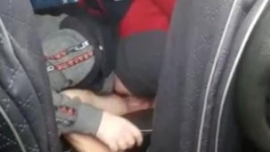 Russian guy in a mask gives in her mouth in the car outside the city, gay Amateur slave and master
