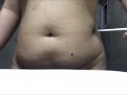 Naked belly poke