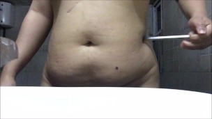 Naked belly poke