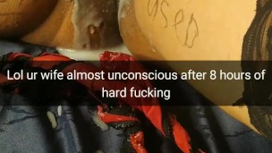My wife after gangbang with dripping cum pussy get pregnant for sure [Cuckold. Snapchat]
