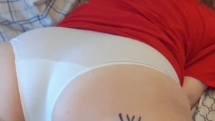 Plaintive Button Humps Her Plump Pussy to Morning Orgasms