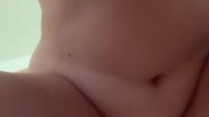 Thick chubby teen rides dildo